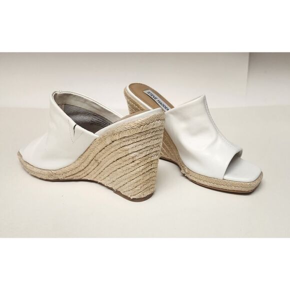 Steve Madden Women's White Urge Espadrille Wedge Heel Leather Sandals Size 8M - Picture 9 of 12